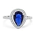 Blue Apple Co. Halo Teardrop Pear Shape Simulated Cubic Zirconia Bridal Ring 925 Sterling Silver Choose Color
