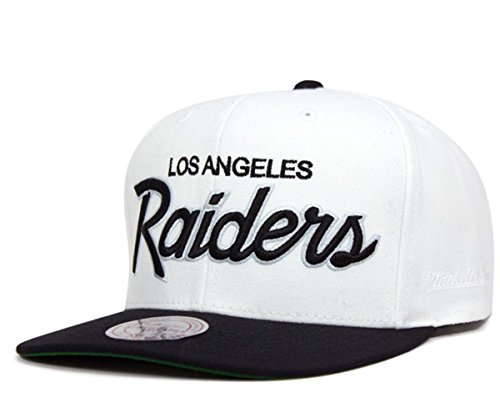 Mitchell & Ness Los Angeles Raiders White & Black Script Adjustable Snapback Hat NFL