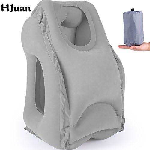 Airplane Pillow Office Sleep Pillow inflatable pillow good for neck rest when go to travel with Pleasant Smell (Grey) HJuan