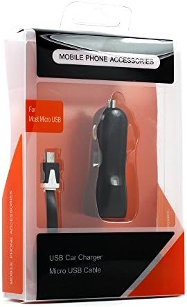 GummyCase Universal Single Port Micro USB Solid Matte Car Charger with Micro USB V8/V9 Cable Wire Cord for Samsung LG Google Huawei, 2out