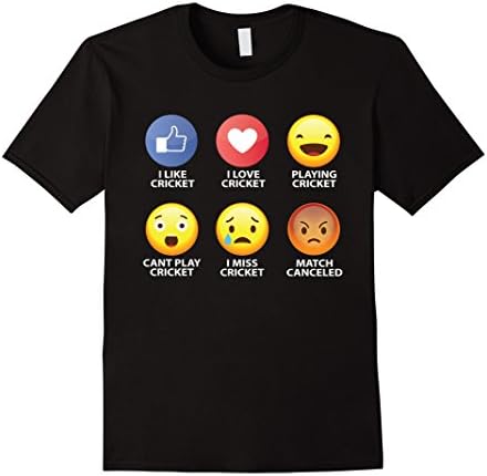 Mens Cricket Emoticon T-Shirt Large Black