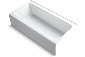 KOHLER K-838-0 Bellwether 60" x 30-1/4" Cast Iron Alcove Bathtub with Integral Apron and Lumbar Support, Right-Hand Drain, White
