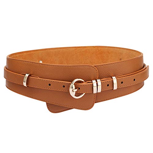 ICSTH Womens Obi Belt Vintage Leather Elastic Waist Belt Fashion Wide Belts  (BN)