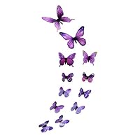 Nufelans 12PC Butterflies Kids Bedroom Fluorescent Glow in The Dark Wall Stickers Gifts for Boys Girls Bedroom Home Wall Decor (Purple)