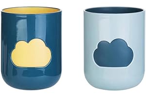 RabyLeo Simple Cloud Mouthwash Cup - Creative Cute Couple's Cup (Dark Green & Light Blue)