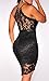 Sexy Womens Black Lace Faux Leather Lace Up Back Club Party Mini Dress (Small, Black)