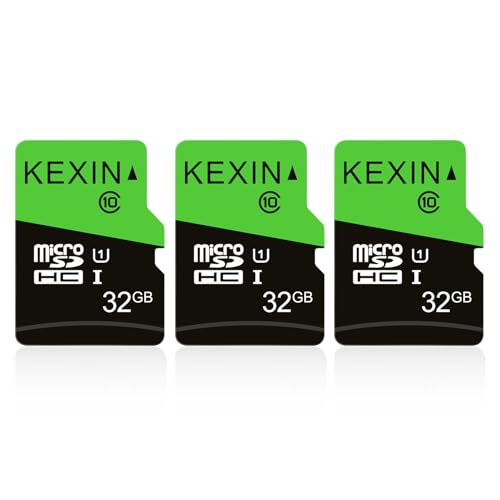 KEXIN Micro SD Karte 32GB 3er Pack, MicroSDHC UHS-I Class 10 U1, Mini SD Karte mit Adapter, Speicherkarte für Smartphone, Tablet, Kamera, Actioncam