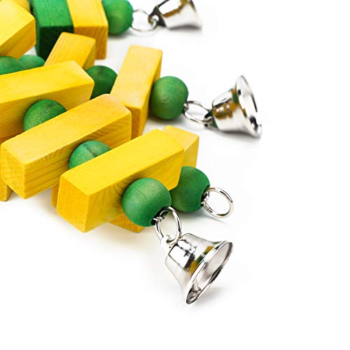 Segarty Parrot Bird Chew Toys, NaturalÂ Wooden Blocks Bird Toys with Bells, Pet Bird Toys Cage Accessories for Macaws, African Grey, Parakeets, Cockatiels, Amazon Parrots, Conures and Cockatoos