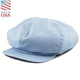 THE HAT DEPOT 100% Cotton Plain Blank 6 Panel Newsboy Gatsby Apple Cabbie Cap Hat Made In USA (Sky)