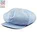 THE HAT DEPOT 100% Cotton Plain Blank 6 Panel Newsboy Gatsby Apple Cabbie Cap Hat Made In USA (Sky)