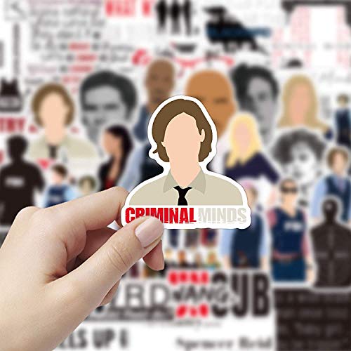 50Pcs Criminal Minds Stickers TV Show Fans Laptop Stickers Vinyl Waterproof Sticker Decals for Water Bottle Luggage Skateboard Bicycle Refrigerator Gift for Kids Adult
