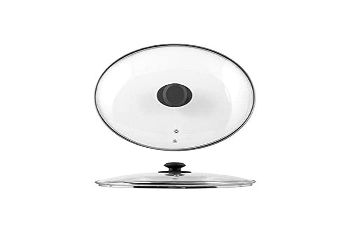 Home Lid with Rim, Glass, Transparent/Steel, 26 cm