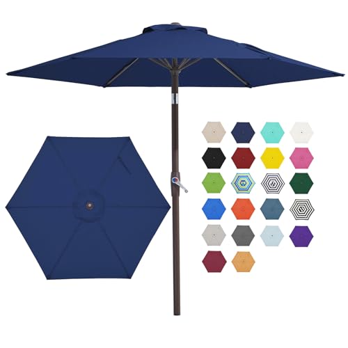 JEAREY 7.5FT Patio Umbrella Outdoor Table Umbrella with 6 Sturdy Ribs, Push But…