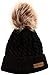 Kids Faux Fur Pom Beanie - Fits Girls, Boys, Toddlers & Children Ages 1 & Up - Thick, Soft & Warm Cable Knit Hats - Cozy Kids Cold Weather Chunky Hat for The Winter Season