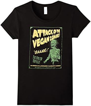 Women's Vegan shirt attack of vegan zombie shirt for vegetarian tee Medium Black