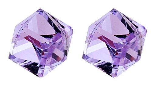 Crystal Cubes Post Earrings Swarovski Element Silver Tone Violet Crystal Cubes Post Earrings Swarovski Element Silver Tone Violet