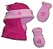 N'Ice Caps Girls Wrap Around Micro Fleece Embroidered Set (6-15 months, fuchsia/pink)