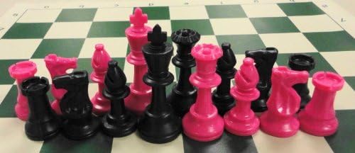 Pink and Black Chess Set by Rochester Chess