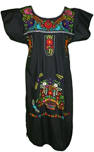 Campesina Women's Mexican Embroidered Dress Brand - Black