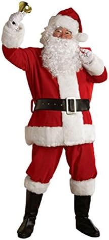 Christmas Santa Claus Costume Deluxe Ultra Velvet Santa Suit with Wig and Beard (M)