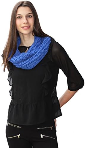 Handmade Flexible PURE ALPACA Infinity Loop Scarf - Greek Blue (SHIPS FROM FRANCE)