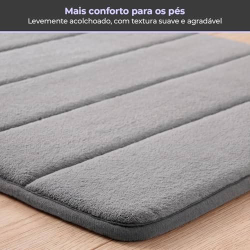 Decolab Jogo De Tapetes Para Banheiro Completo | Kit Tapetes Banheiro Ultra Absorvente | Tapetes Antiderrapantes Super Soft Multiuso Decoração (Cinza-escuro, 3 Peças)