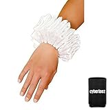 Harley Quinn Jester Clown White Ruffled Wrist Cuffs Accessory Set + Can Coolie