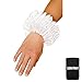 Harley Quinn Jester Clown White Ruffled Wrist Cuffs Accessory Set + Can Coolie