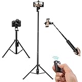 Eocean Selfie Stick Tripod, 54 Inch Adjustable iPhone Tripod, Extendable Camera Tripod for Cellphone and Camera, with Wireless Remote for iPhone 8/8 Plus/X/7/7 Plus/Galaxy/Google