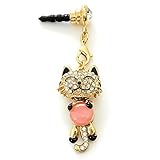 Mavis's Diary 3D Handmade Bling Dust Plug Earphone Jack Accessories /Cell Charms /Dust Plug /Ear Jack for Iphone /Ipad /Ipod Touch /Samsung /HTC Series and Other 3.5mm Ear Jack (Pink Kitten Pandent)