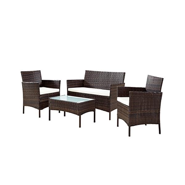 Ebs My Furniture Rattan Garden Furniture Sofa Set Patio Outdoor Set Wicker White Cushioned Coffee Table 2 Chairs Life Bus
