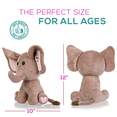 Baby Elephant stuffed animal - The Original I Love You a Ton Large Elephant plush animals toy. Gifts for Baby Showers, Birthdays, Valentines or Christmas. Cute, Fun, Soft and Pre Gift Wrapped Plushies