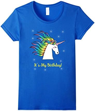 Women's Its My Birthday Unicorn Shirt Stars Kawaii TShirt Girls Teen Large Royal Blue