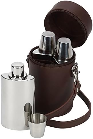 Brown Leather Travel Bar Whisky Set by David Nickerson
