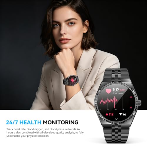 2026 Men's Round Smart Watch, 1.32 Inch AMOLED Display, 160+ Sports Modes, Fitness Watch with Heart Rate/Blood Oxygen/Blood Pressure/Sleep Monitor, IP68 Waterproof, Compatible - for Men and Women