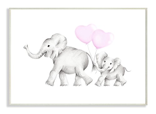 The Kids Room by Stupell Stupell Industries Mama and Baby Elephants Wall Plaque Art, 10 x 0.5 x 15, Proudly Made in USA