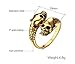 HIJONES Men's Stainless Steel Gold Double Head Skull Snake Biker Ring Size 10