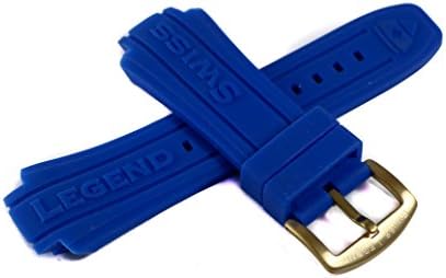 Swiss Legend 19MM Blue Silicone Rubber Watch Strap & Gold Stainless Buckle fits 53mm Neptune Watch