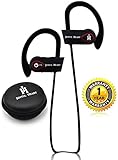 JOYFUL HEART Sports Bluetooth Headphones – Noise Cancelling Wireless Headset with 8 Hour Battery – Waterproof Bluetooth Earbuds Ideal for Use as Sports,Running, or Workout Headphones(Black-White)