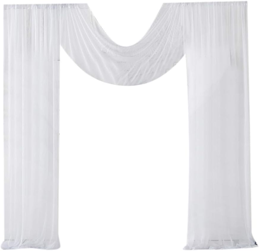 1xblue 2xwhite Loviver Set De 3 Paire De Voilage Rideaux De Toile De Fond Mariage Mousseline Style Romantique Pour Chambre Bebe Enfant Decor 2 5 X 1 5 M Decors High Tech Mystik Com Au