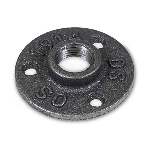 Comyan 10 Pack 1/2" Pipe Flange Black Floor Flange Cast Iron Pipe Fittings DN15 Plumbing Threaded Flange Fitting DIY Wall Industrial Steampunk Furniture Vintage Retro Decor