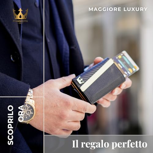MAGGIORE LUXURY Unisex Wallet Double Card Holder Up to 12 Cards Genuine Leather for Men and Women Protection Rfid Protection Italian Quality Free Coin Purse Double Gold Wallet Milan