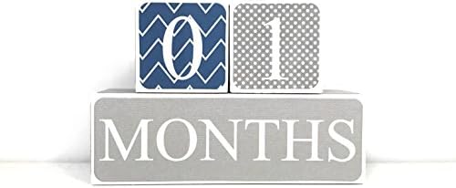 Sweet Sage Studio Wooden Baby Milestone Blocks - 3 Color Styles - Best Baby Age Photo Props, Wooden Age Blocks, Baby Photography Props, Nursery Decor