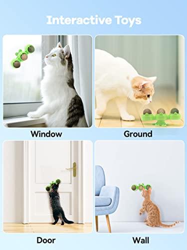 Petslucent Catnip Ball for Cats Wall, 3in1 Cat Toys Wall Ball Mint Balls Lick Roller, Cat Nip Silvervine Edible Kitty Safe Healthy Kitten Teeth Cleaning Dental Cat Toy Chew Toys Indoor