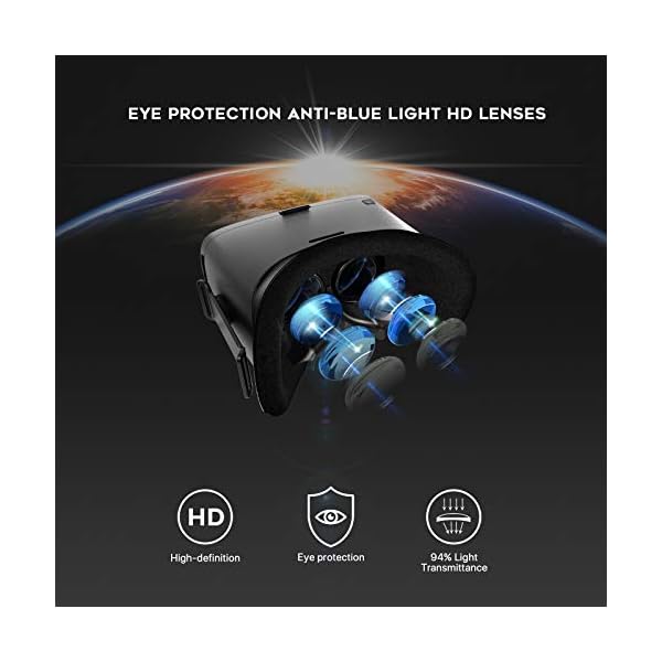DESTEK V5 VR Headset, 110°FOV Eye Protected HD Virtual Reality Headset w/ Touch Button for iPhone 11/Pro/X/Xs/Max/XR/8P/7P/6P,for Samsung S20/S10/S9/S8/Plus/Note 10/9/8/Plus,Phones w/ 5.5-6.8in Screen - Image 5