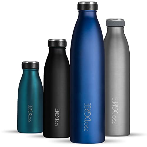 720°DGREE Edelstahl Trinkflasche “milkyBottle” - 1L - BPA-Frei, Auslaufsicher, Kohlensäure geeignet - Thermosflasche für Sprudel, Sport, Uni, Schule,