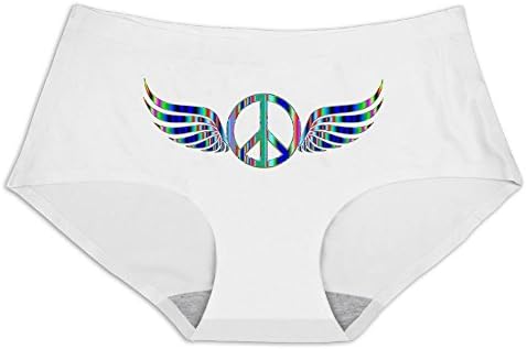 Custom Women's Sexy Traceless Ice Silky Hipster T-string Gold Peace Sign Wings Size M White