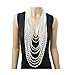 Women's Ten Multi-Strand Faux Pearl Statement Necklace and Earrings Set in Cream Color