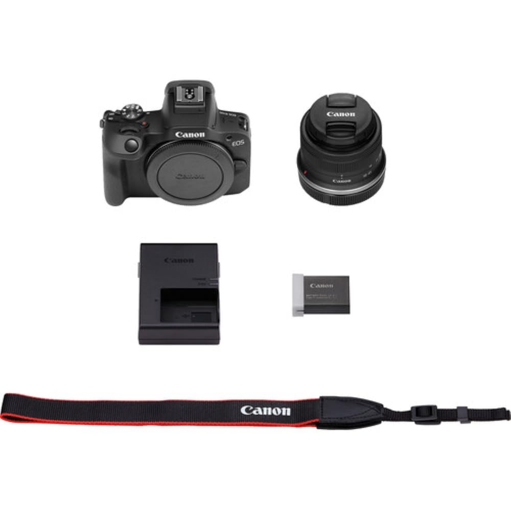 Canon EOS R100 Mirrorless Camera with RF-S18-45mm F4.5-6.3 IS STM Lens Kit, 24.1 Megapixel CMOS (APS-C) Sensor, 4K Video, RF Mount | Black Bundled with 64GB Memory Card & Camera Shoulder Bag (3 Items)