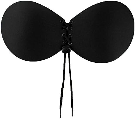IVERIRMIN Self Adhesive Silicone Bra, Adjustable Sexy Push Up Invisible Backless Strapless Bras For Women, Black-B